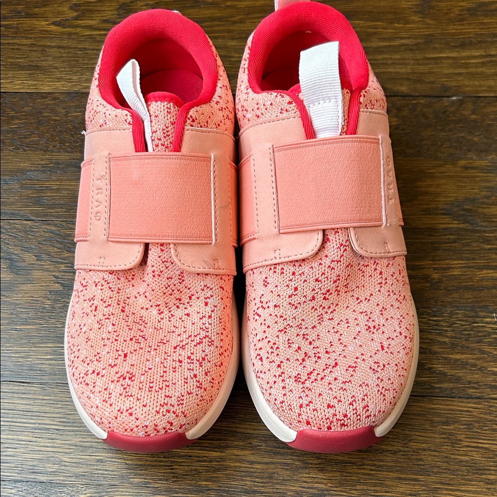 Traq by Alegria Peach and Red Slip On Sneakers